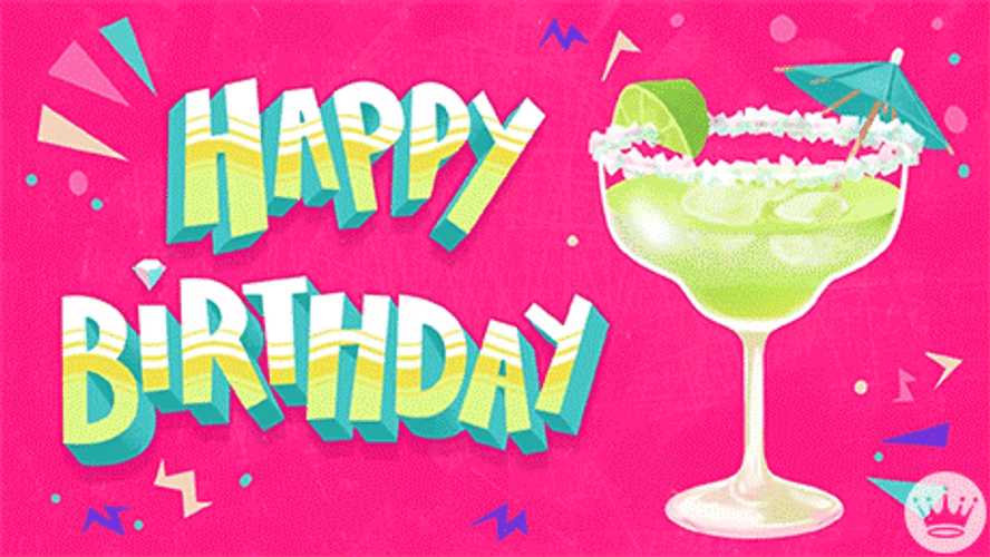Beautiful Cocktail Glass Happy Birthday GIF