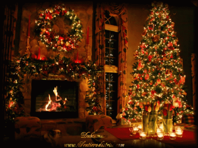 Beautiful Cozy Fireplace Merry Christmas GIF