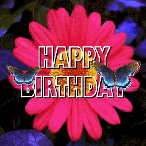Beautiful Glowing Flower Happy Birthday GIF