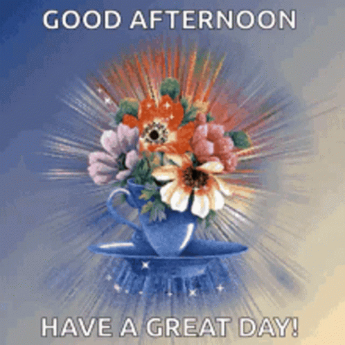 Beautiful Good Afternoon Shining Flower Vase GIF