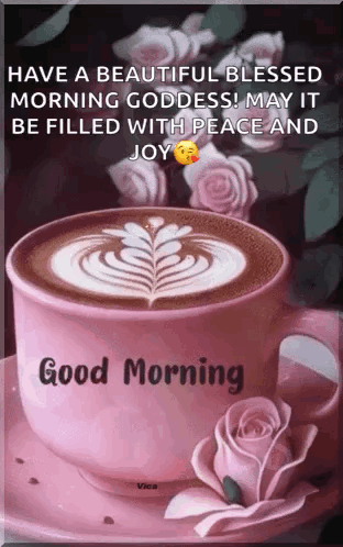 Beautiful Good Morning Pink Coffee Cup GIF