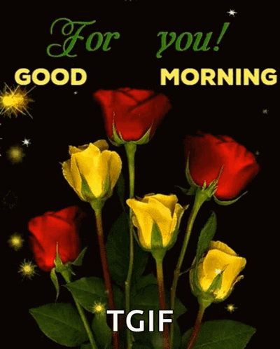 Beautiful Good Morning Red And Yellow Rose GIF