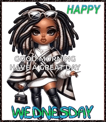 Beautiful Good Morning Wednesday Fashionista Doll GIF