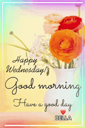 Beautiful Good Morning Wednesday Flower Vase GIF