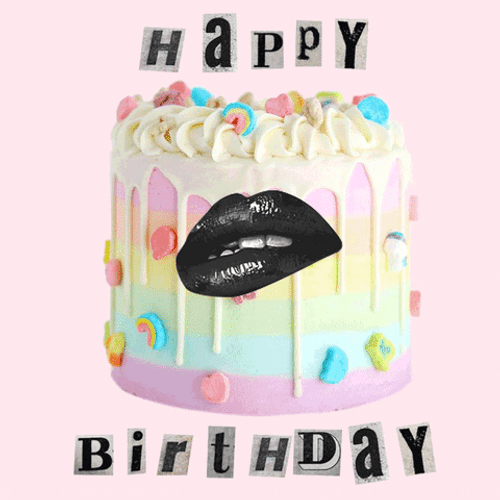 Beautiful Gothic Lips Happy Birthday GIF