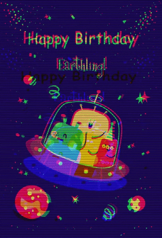 Beautiful Space Ship Happy Birthday GIF