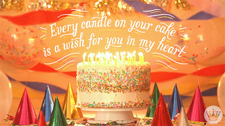 Beautiful Cake With Burning Candles Happy Birthday GIF
