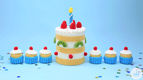Beautiful Colorful Cupcakes Happy Birthday GIF