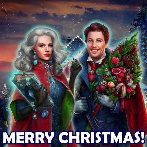 Beautiful Happy Couple Merry Christmas GIF