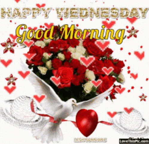 Beautiful Happy Wednesday And Bouquet Of Flowers GIF