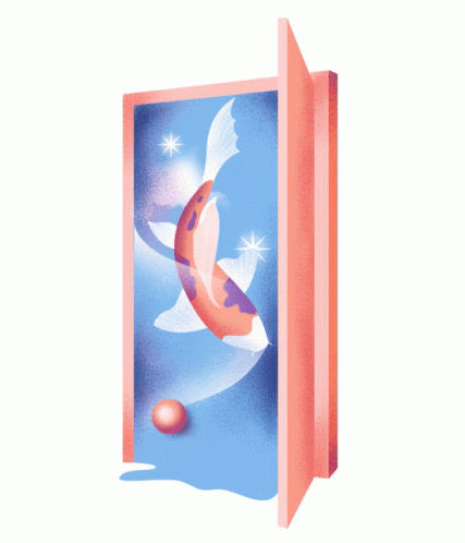 Beautiful Koi Fish Floating Doors GIF