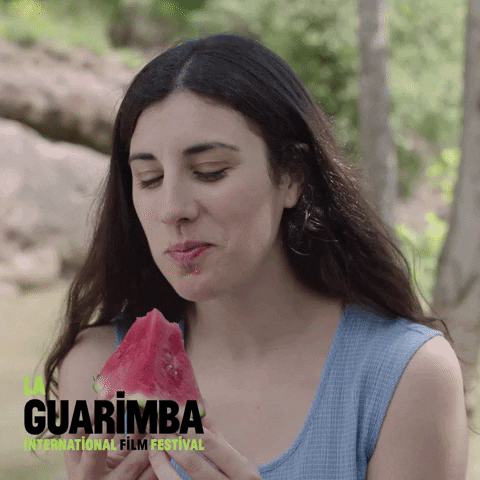 Beautiful Lady Eating Watermelon GIF