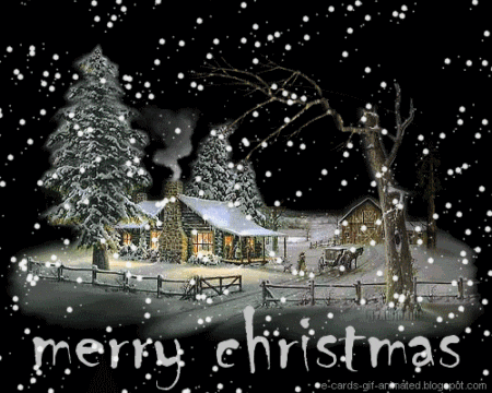 Beautiful Snowy Night Merry Christmas GIF