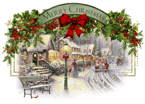 Beautiful Old Village Merry Christmas GIF
