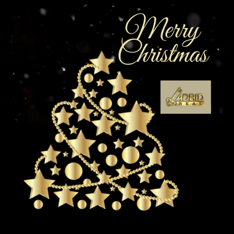 Beautiful Golden Stars Merry Christmas GIF