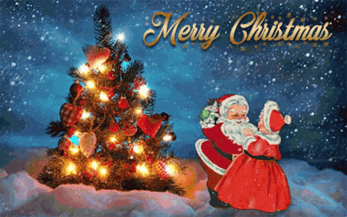 Beautiful Mister And Mistress Santa Merry Christmas GIF