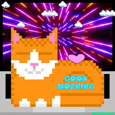 Beautiful Monday Pixelated Smiling Cat GIF