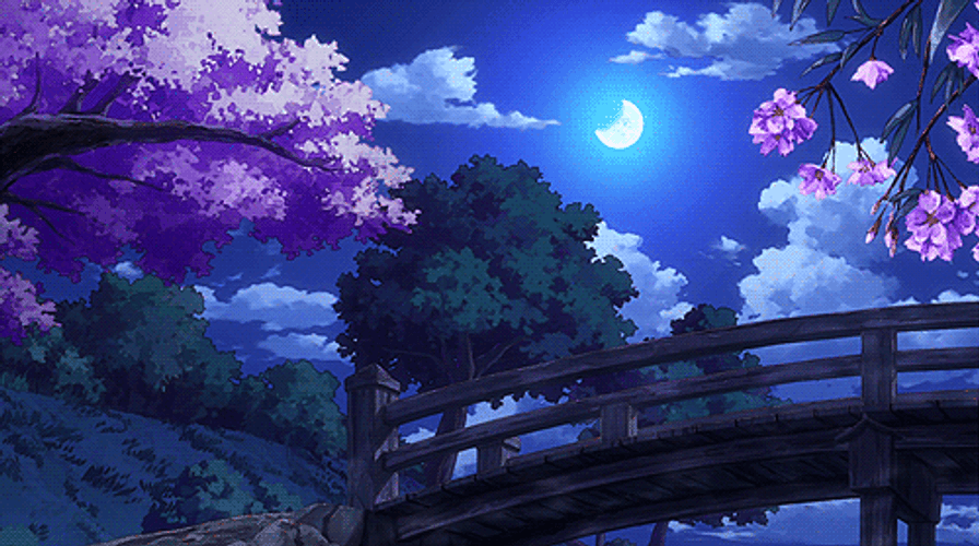 Beautiful Night Anime Scenery GIF 