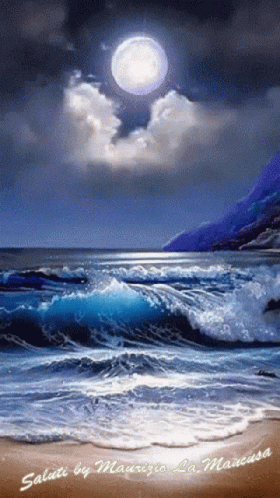 Beautiful Night Ocean GIF