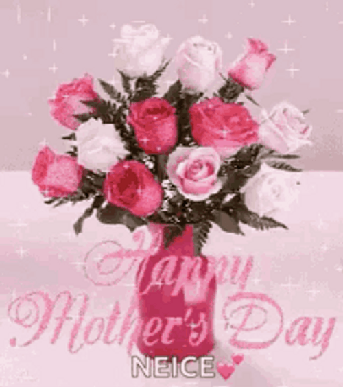 Beautiful Sparkling Flower Vase Happy Mothers Day Niece GIF