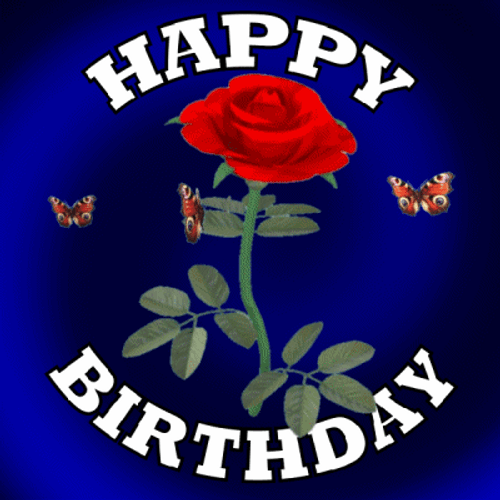 Beautiful Spinning Rose Happy Birthday GIF