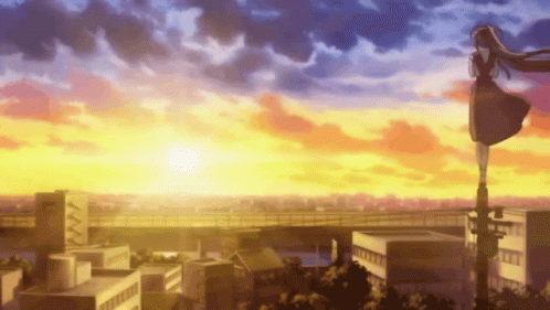 Beautiful Sunset In Anime City GIF
