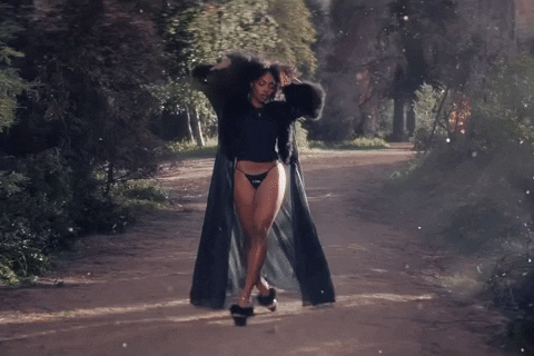 Beautiful Supermodel Walk Hair Flip GIF