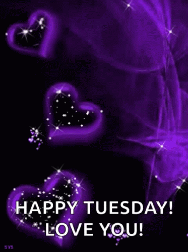 Beautiful Tuesday Sparkling Violet Hearts GIF