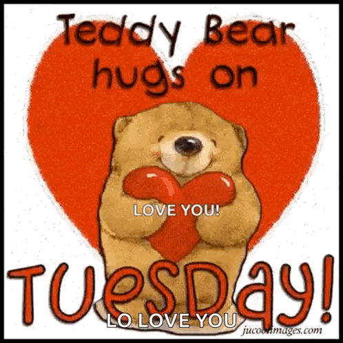 Beautiful Tuesday Teddy Bear Hugs On GIF