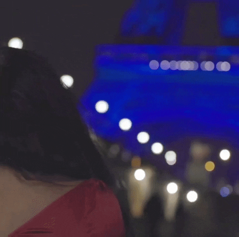 Beautiful Women Eiffel Tower Turning Back GIF