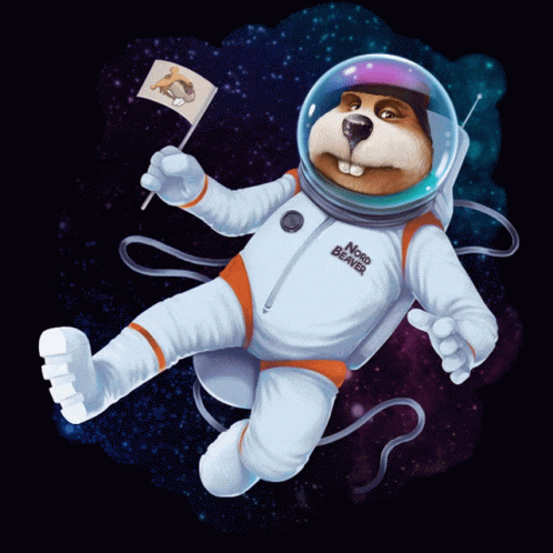 Floating Beaver In Space Suit GIF