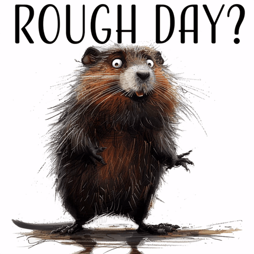 Beaver With Rough Day Text