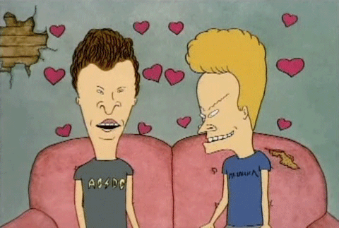 Beavis and Butt-Head Sitting on Pink Couch