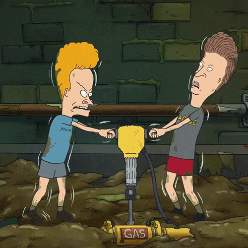 Beavis And Butthead Using A Jackhammer GIF