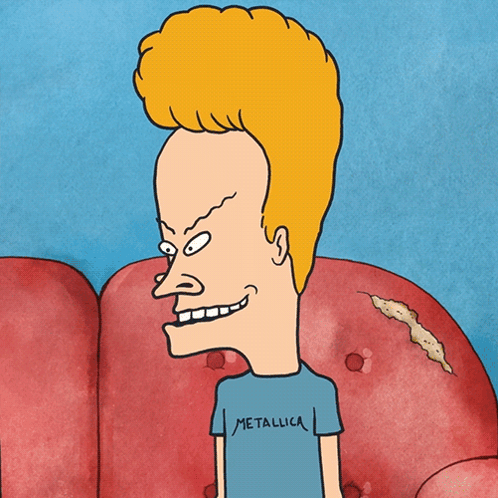 Beavis From Beavis And Butthead Wearing A Blue Metallica Shirt GIF
