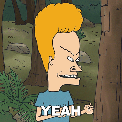 Beavis Holding Yeah Sign