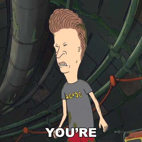 Beavis in AC/DC Shirt Says Embarrassing Me