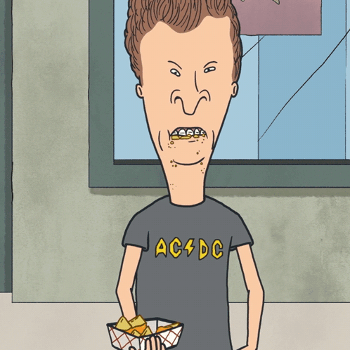 Beavis Wearing Black AC DC Shirt