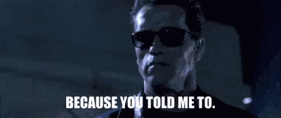Because You Told Me To Terminator 2 GIF