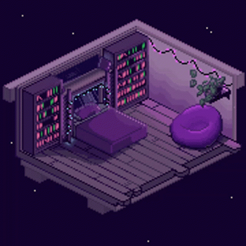 Bedroom Isometric Twinkle Purple Aesthetic GIF