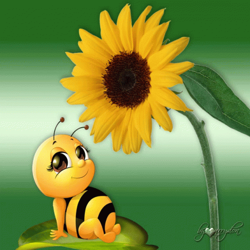 Bee And Flower Kissing GIF