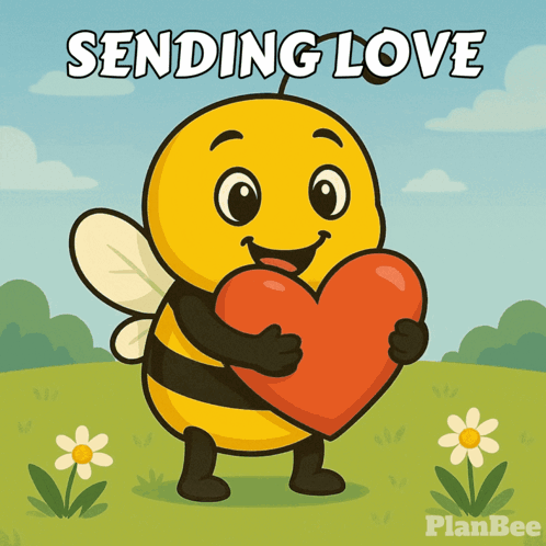 Bee Holding Heart Sending Love