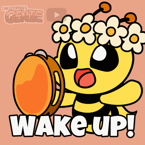 Bee Holding Tambourine Wake Up