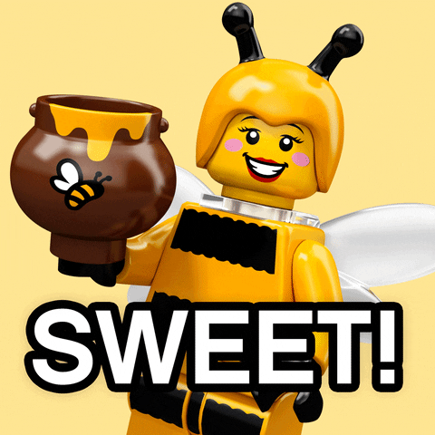 Bee Lego Holding A Jar Of Sweet Honey GIF