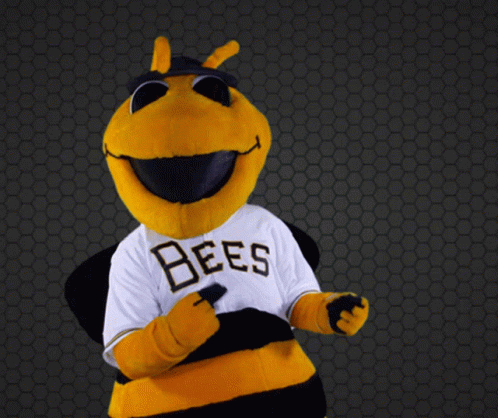 Bee Mascot in White Shirt Saying Bees