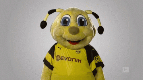Bee Mascot in Yellow and Black Evonik Jersey