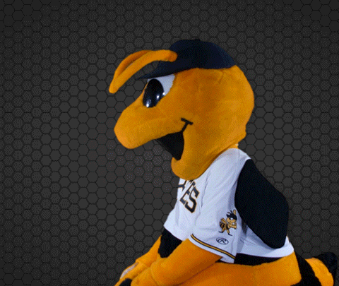 Bee Mascot Using Lightsaber GIF