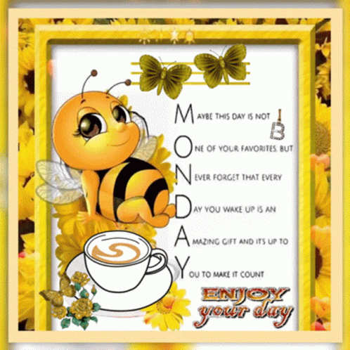 Bee on Flower Next to Coffee Enjoy Your Day Card
