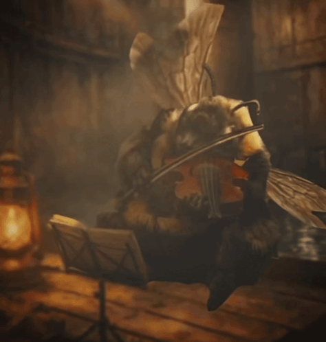 Bee Playing Violin in Dark