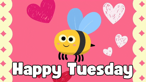 Bee Scattering Hearts Cute Tuesday GIF